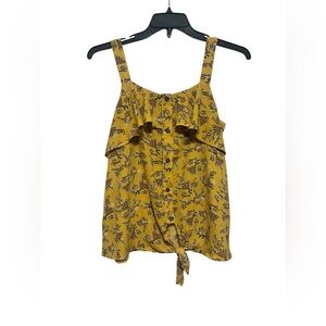 Cute MOD Lusive Medium Floral Tank Top Blouse Button Up Bohemian Tie Shirt